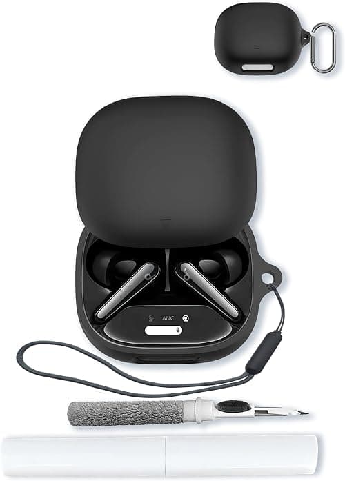 Case for Soundcore Liberty 4 Pro by Anker Noise Cancelling Wireless Earbuds,Soft Protective,Shockproof, BOVUGAC Silicone Case Cover with Keychain & Cleaning Kit & Lanyard-Black على Amazon.ae - متتبع الأسعار