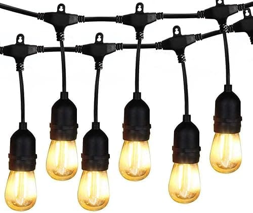 BRIMAX Outdoor String Lights 49FT with 15Pcs E27 Sockets, 15Pcs S14 LED Edison Bulbs, Warm White, 2700K Shatterproof Commercial Grade Waterproof LED String Lights for Bistro Gazebos Porch on Amazon.ae - Price Tracker