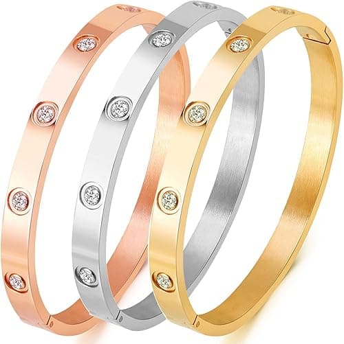 A D. ALLEN & DANMI. AD Jewelry 18 K Gold Plated Love Bangle Bracelet Stone Stainless Steel Bangle for Love … on Amazon.ae - Price Tracker