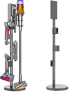 XICEN Vacuum Stand for Dyson V15 Detect,V12,V11,V10,V8, V7-Sturdy Aluminum Tube Storage Holder, 6.2 Lbs Steel Base,3 accessory clips for Up to 9 Attachments & Charger, With Trigger Lock - متتبع أسعار Amazon.sa