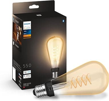 Philips Hue - Smart LED Filament Bulb, Dimmable White Light, E27 Base Type ST72, 7.2W 580 Lumens, Compatible with Alexa and Google Home - متتبع أسعار Amazon.sa