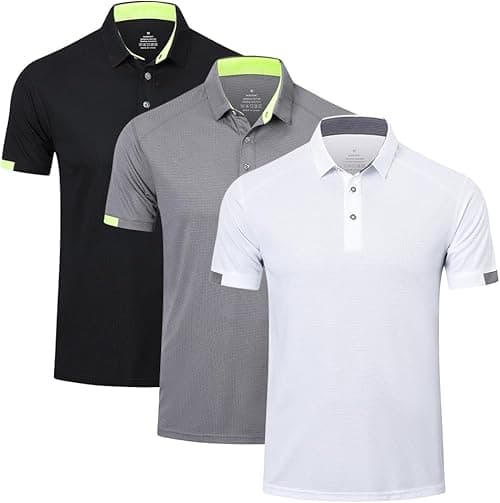 3 Pack Mens Polo Shirts Short Sleeve Lightweight Sport Golf Tennis Tops Quick Dry Athletic Workout Polo Shirts on Amazon.ae - Price Tracker