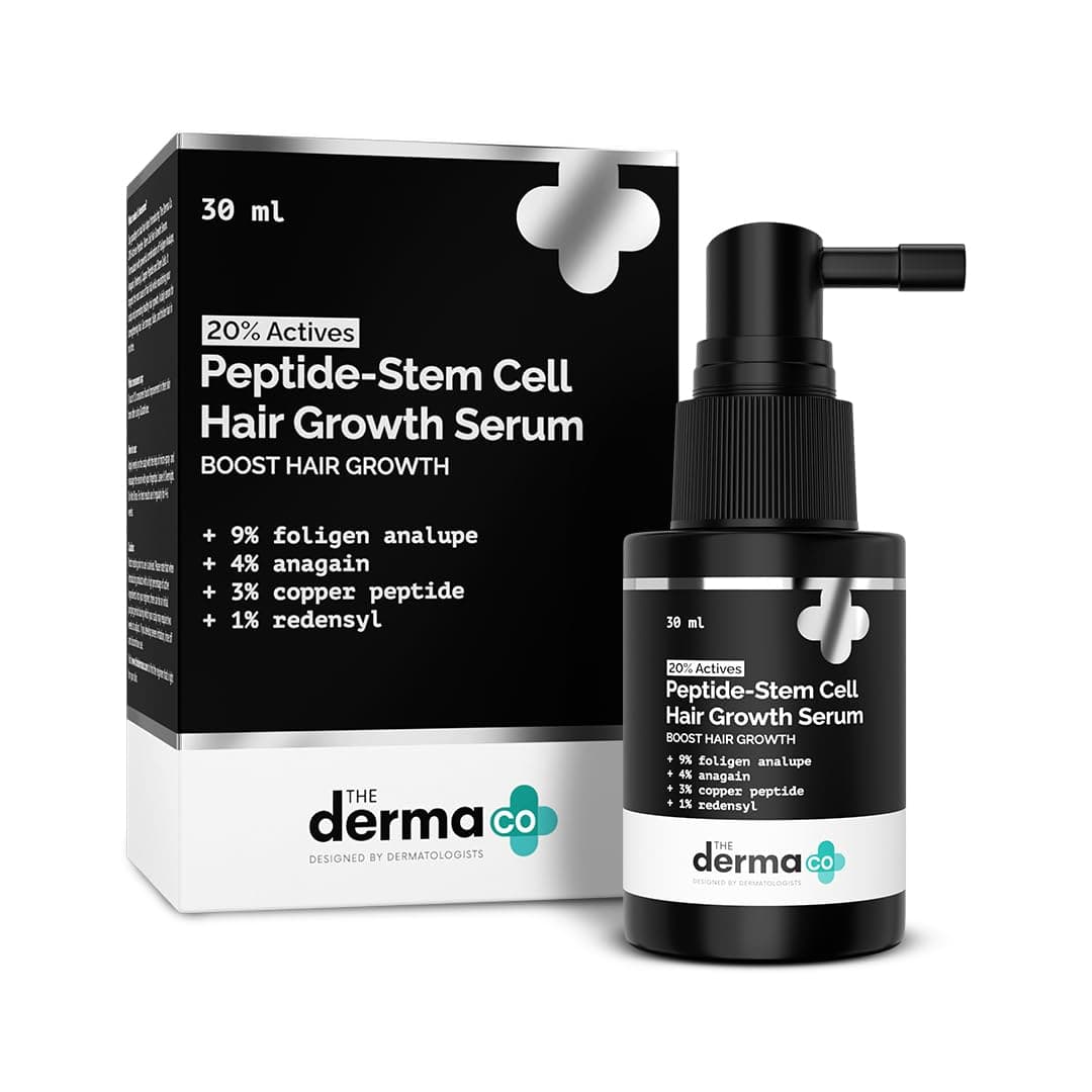 The Derma Co. 20% Actives Peptide Stem Cell Hair Growth Serum, 30ml With Foligen Analupe, Anagain, Copper Peptide, Redensyl, Reduces Hair Fall & Breakage, Promotes Healthy Scalp, All Hair Types on Amazon.ae - Price Tracker