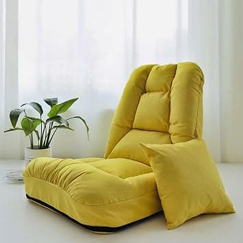 Folding Floor Chairs Lazy Sofa,5-Position Adjustable Backrest,Used for Home Office Reading Watching TV Games Meditation (Yellow) على Amazon.ae - متتبع الأسعار