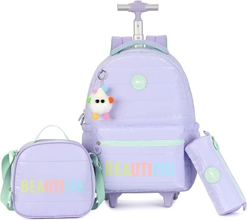 Wheels Rolling Kids Backpack for Elementary Luggage School Trolley Bag with Lunch Box 3pc Set on Amazon.ae - Price Tracker