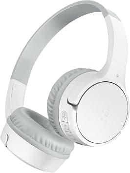 Belkin SoundForm Mini Kids Wireless Headphones with Microphone - White | Kids Headphones, 85dB Volume Cap, 30H Battery, Intuitive Controls, Stickers and 3.5mm Aux Cable Included, USB-C Fast Charging on Amazon.ae - Price Tracker