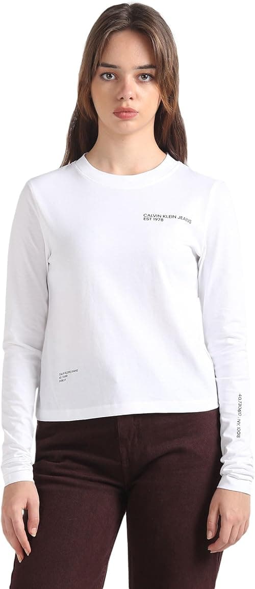 Calvin Klein Jeans Women's Multi Placement Long Sleeve Tee L/S T-Shirts on Amazon.ae - Price Tracker