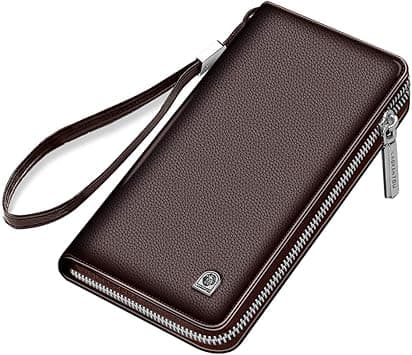 LAORENTOU Genuine Leather Wallet for Men Checkbook Credit Cards Vintage Long Bifold Wallet Clutch Purses for Men, 01 Brown, One_Size, Travel Wallet on Amazon.ae - Price Tracker