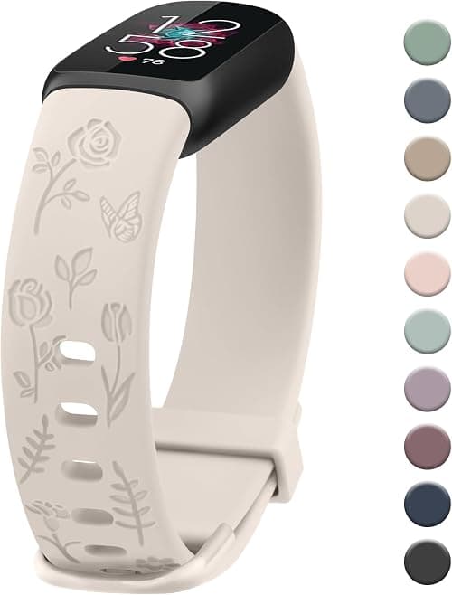 Floral Engraved Band Compatible with Fitbit Luxe Bands for Women, Soft Replacement Sport Straps Wristbands for Fitbit Luxe Fitness and Wellness Tracker على Amazon.ae - متتبع الأسعار