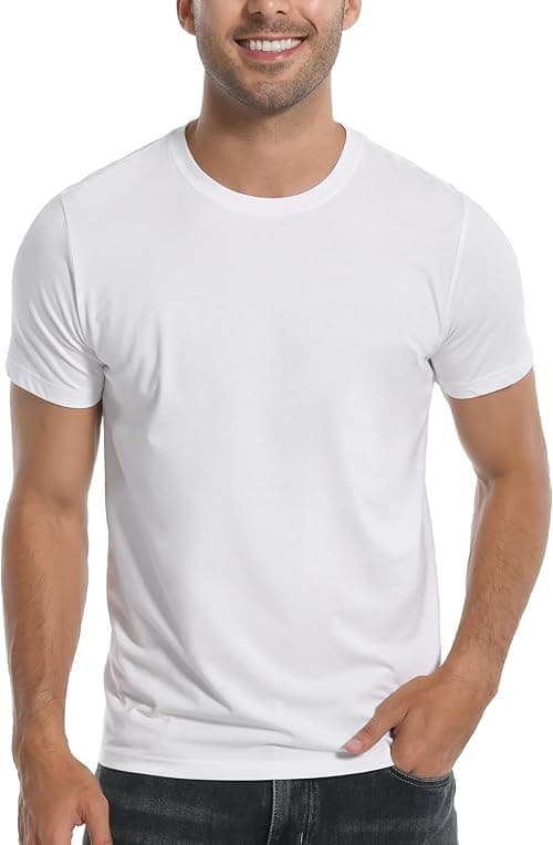 Pioneer Camp Mens Bamboo T Shirt Ultra Soft White Plain Tshirts Shirts for Men Cooling Crew Neck Casual Basic Tee Shirt on Amazon.ae - Price Tracker