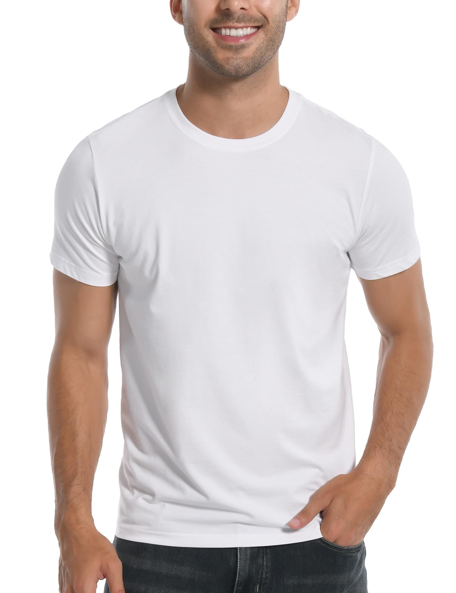 Pioneer Camp Mens Bamboo T Shirt Ultra Soft White Plain Tshirts Shirts for Men Cooling Crew Neck Casual Basic Tee Shirt on Amazon.ae - Price Tracker