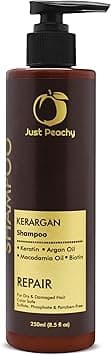 Just Peachy KerArgan Repair Shampoo | Keratin + Moroccan Argan Oil + Macadamia Oil + Biotin | Color Safe | For Dry & Damaged Hair | No Sulfate, Paraben, Phosphates | 100% Vegan | 250ml on Amazon.ae - Price Tracker