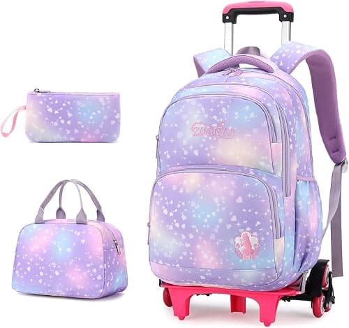GGEROU Kids' Rolling Backpacks for School, Wheeled Backpack Kids Trolley Bags Space-Galaxy Roller Bookbag with Lunch Bag,Wheel Trolley School Bag for Gils & Boys على Amazon.ae - متتبع الأسعار