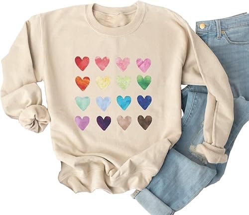 Ykomow Long Sleeve Valentines Shirts Women Plaid Love Heart Valentine's Sweatshirts Blouse Tops on Amazon.ae - Price Tracker