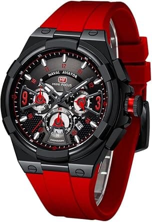 Mens Sport Watches Military Waterproof Multifunction Chronograph Watch Luminous Silicon Strap Casual Watches for Men Fashion Business Wrist Watch Clock on Amazon.ae - Price Tracker