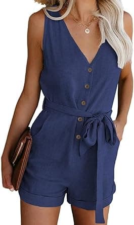 Dokotoo Womens Halter Neck Sleeveless Floral Print & Solid Rompers Jumpsuits on Amazon.ae - Price Tracker