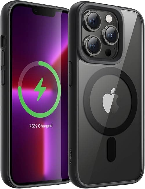 JETech Magnetic Case for iPhone 13 Pro Max 6.7-Inch Compatible with MagSafe, Shockproof Phone Bumper Cover, Solid Color Matte TPU Frame, Anti-Scratch Clear Back (Black) on Amazon - Best Deal Finder