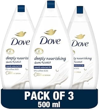 DOVE Deeply Nourishing Body Wash, for instant moisturising, Original, No Sulfates or Parabens, 500ml x 3 on Amazon.ae - Price Tracker