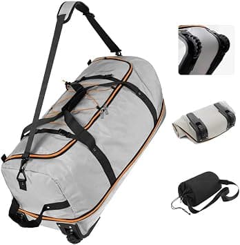 Vomgomfom Wheeled Collapsible Duffel Bag,110L-140L Expandable Checked Luggage, No-Telescopic-Handle with Anti-Burst Zipper & Reinforced Frame,Grey on Amazon.ae - Price Tracker