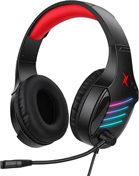 سماعة راس للالعاب مع ميكروفون لاجهزة الكمبيوتر، Xbox One Series X/s، PS4، PS5، سويتش، كمبيوتر ستيريو، اللاب توب، ماك، العاب نينتندو (اسود واحمر) على أمازون - دليلك لأفضل العروض