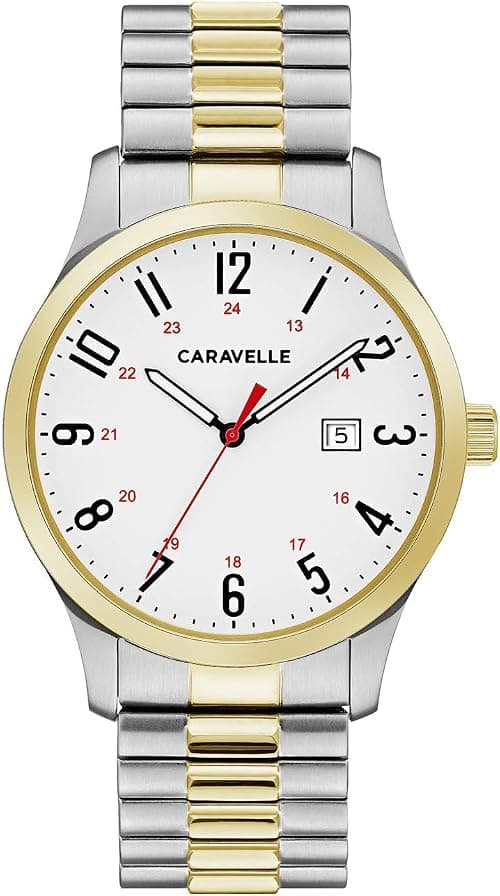 Caravelle by Bulova Men's Traditional 3-Hand Date Quartz Expansion Band Watch, Luminous Hands, Stainless Steel, 40mm on Amazon - Best Deal Finder