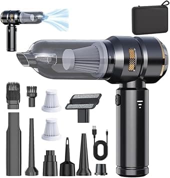 4-in-1 Handheld Cordless Car Vacuum Cleaner 16000Pa Portable Air Duster with Brushless Motor and LED Light, Rechargeable 100W High Power Mini Blower with Multi-Nozzles for Car Home Office Pet Hair on Amazon - Best Deal Finder