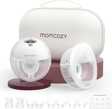 Momcozy M5 Hands Free Breast Pump, Wearable Pump of Baby Mouth Double-Sealed Flange with 3 Modes & 9 Levels, Electric & Portable Pump, 2 Count, Gray على Amazon.ae - متتبع الأسعار