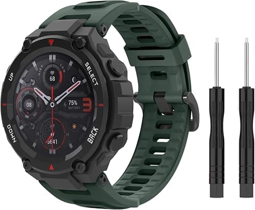 MoKo Strap Compatible with Amazfit T-Rex/T-Rex Pro Smartwatch, Soft Silicone Sports Replacement Watch Band Waterproof Breathable Wristband Bracelet with Tools on Amazon.sa - Price Tracker
