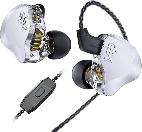 CCZ DC02 Gaming Earbuds Wired Earphones, in Ear Monitor Headphones Dual Magnetic Circuit DD IEM Earphone, Stereo Sound Noise Cancelling Music Earbuds with Detachable IEM Cable (with Mic, Silver) on Amazon.ae - Price Tracker