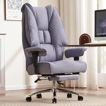 EXCEBET Big and Tall Office Chair 400lbs Wide Seat, Leather High Back Executive Office Chair with Foot Rest, Ergonomic Chairs Lumbar Support for Lower Back Pain Relief (Light Purple) on Amazon.ae - Price Tracker