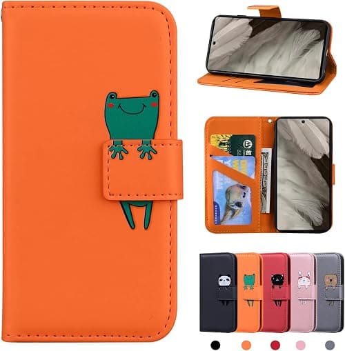Google Pixel 7a 5G Case Cover Skin Feel PU Leather Case Pixel 7a 5G Magnetic Closure Protective Wallet Flip Cover Stand Protective Case for Google Pixel 7a 5G - Orange Frog على Amazon.ae - متتبع الأسعار