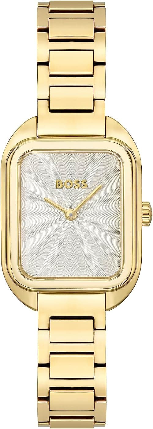 BOSS BALLEY WOMENS SILVER WHITE DIAL IONIC PLATED GOLD STEEL WATCH - 1502684 on Amazon - Best Deal Finder