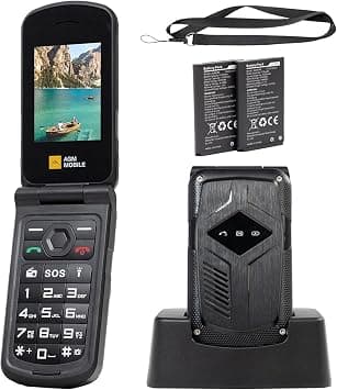 AGM M10 Rugged Feature Phone, Flip Basic Cellphone with Charging Dock,Pocket Size, IP68/69K/Dual Nano SIM 4G LTE/SOS/Flash Light/ 2PCS 1200mAh Battery/Blueooth 5.0/Type-C on Amazon.ae - Price Tracker