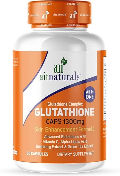 Aitnaturals Glutathione Complex (1300mg)- 60 Capsules Advanced Antioxidant Formula with Vitamin C, Alpha Lipoic Acid, Bearberry Extract & Green Tea Extract for Immune Support, Detox & Skin Enhancement on Amazon.ae - Price Tracker