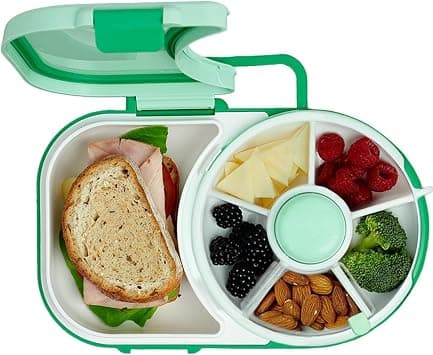 Bukela Kids Lunchbox with Detachable Snack Spinner Bundle with Hand Strap Sticker Sheet Reusable Bento Style Lunch Container 5 Small 1 Large Sandwich Compartment Dishwasher Safe على Amazon.ae - متتبع الأسعار