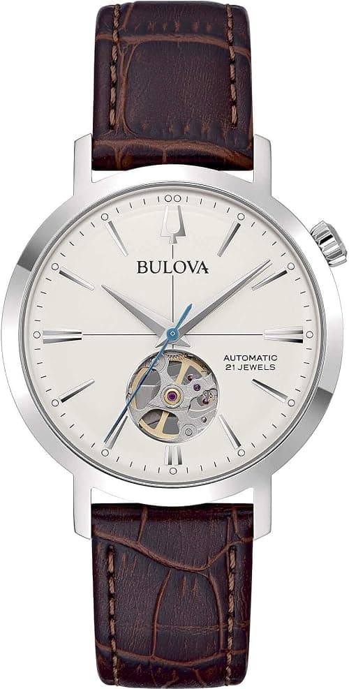 Bulova Men's Watch 96A318 Aerojet Automatic Collection 38 mm Steel Leather Brown على Amazon.ae - متتبع الأسعار