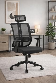 Ergonomic High Back Mesh Office Chair with Adjustable Headrest and Lumbar Support, Height Adjustment for Optimal Sitting Comfort - Sizes: Width 59cm, Overall Height from 112cm to 122cm on Amazon - Best Deal Finder