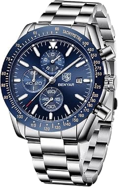 BY BENYAR Watches Men Analog Chronograph Quartz Waterproof Backlit Date Business Watch Casual Designer Watches Elegant Gift for Men - Amazon.sa Price Tracker