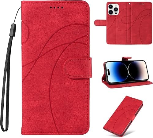 Leather Wallet Flip Case for Motorola Moto G04 4G, Card Holder Folio Cover Red. on Amazon.ae - Price Tracker