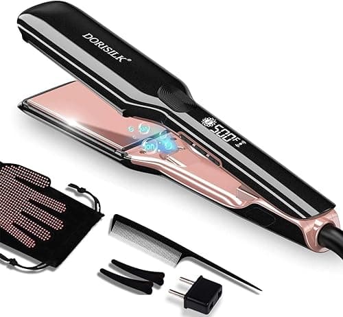 DORISILK 500 Degree High Temp Professional Hair Straightenr , Ceramic Wide Flat Iron ,2 in 1 Hair Straightener and Curler,Plasma Flat Iron Get Frizz-Free and Shiny 500FW1 on Amazon.ae - Price Tracker