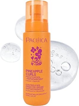 Pacifica Pineapple Curls Frizz Control Spray 4oz – Curl Refresher Mist for Curly & Wavy Hair, Hydrating Anti-Frizz Day 2 Curl Booster with Pineapple Extract & Vitamin B5 Vegan Dermatologist Tested على Amazon.ae - متتبع الأسعار