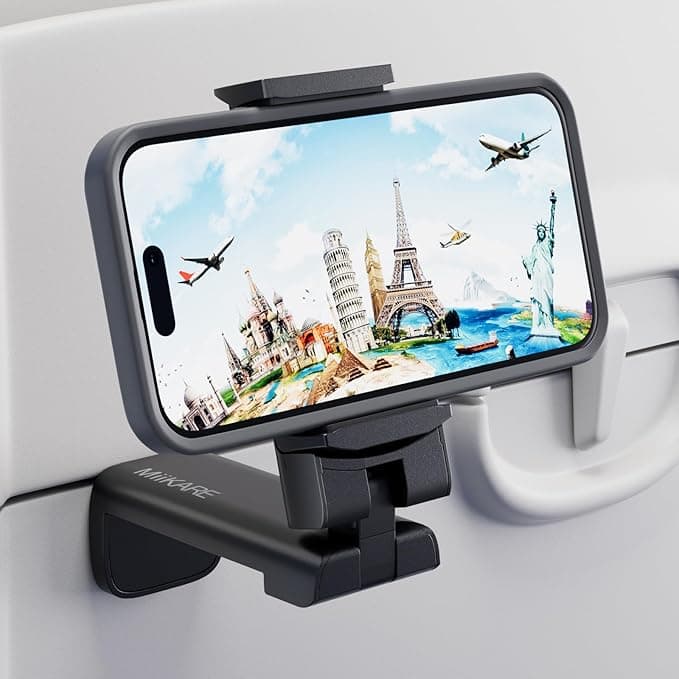 MiiKARE Airplane Travel Essentials Phone Holder, Universal Handsfree Phone Mount for Flying with 360 Degree Rotation, Accessory for Airplane, Travel Must Haves Phone Stand for Desk, Tray Table on Amazon.ae - Price Tracker