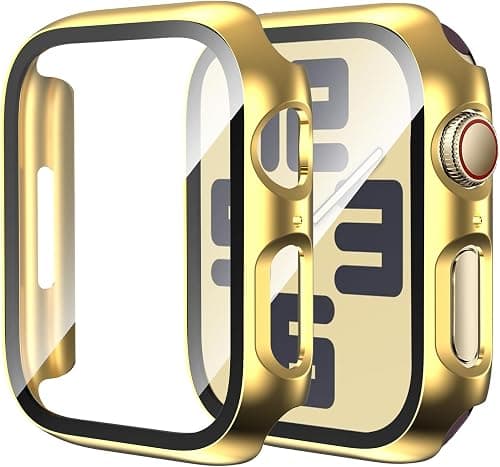 2 Pack Case for Apple Watch SE 3rd 2nd Gen Series 6/5/4/SE 40mm with Tempered Glass Screen Protector, Ultra-Thin Scratch Resistant Full Protective Bumper Cover for iWatch 40 mm, Gold on Amazon.ae - Price Tracker