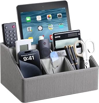 PU Leather Desk Organizer, Remote Control Holder, Grey on Amazon.ae - Price Tracker