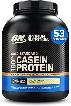Optimum Nutrition (ON) Gold Standard 100% Micellar Casein Protein Powder, 24 Grams of Protein, Slow Digesting, Helps Keep You Full, Overnight Muscle Recovery - Creamy Vanilla, 3.86 Lbs, 53 Servings on Amazon - Best Deal Finder