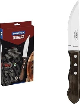Tramontina Jumbo 4 Pieces Steak Kinife Set with Stainless Steel Blade and Brown Dishwasher Safe Polywood Handle on Amazon.ae - Price Tracker