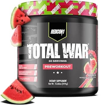 Redcon1 Total War - Pre Workout, 30 Servings, Boost Energy, Increase Endurance and Focus, Beta-Alanine, Caffeine (Watermelon) على Amazon.ae - متتبع الأسعار