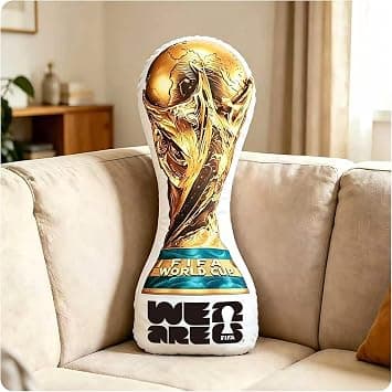 MESUCA FIFA World Cup 2026 Edition Throw Pillow, Trophy Soft Cushion, Soccer Football Theme Plush, Bedroom Decor (Trophy-50cm) على Amazon.ae - متتبع الأسعار