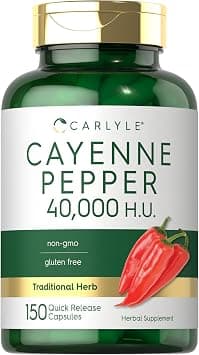 Carlyle Cayenne Pepper Capsules | 40,000 HU | Non-GMO and Gluten Free Supplement على Amazon.ae - متتبع الأسعار