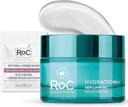RoC Hydration+ Hyaluronic Acid Moisturizer Face Cream, Hydrating, Smoothing, Fragrance Free Formula with Collagen Proteins (1.7 Ounces) with Retinol Eye Cream Packette on Amazon.ae - Price Tracker
